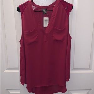 Torrid plum sleeveless top lace shoulders